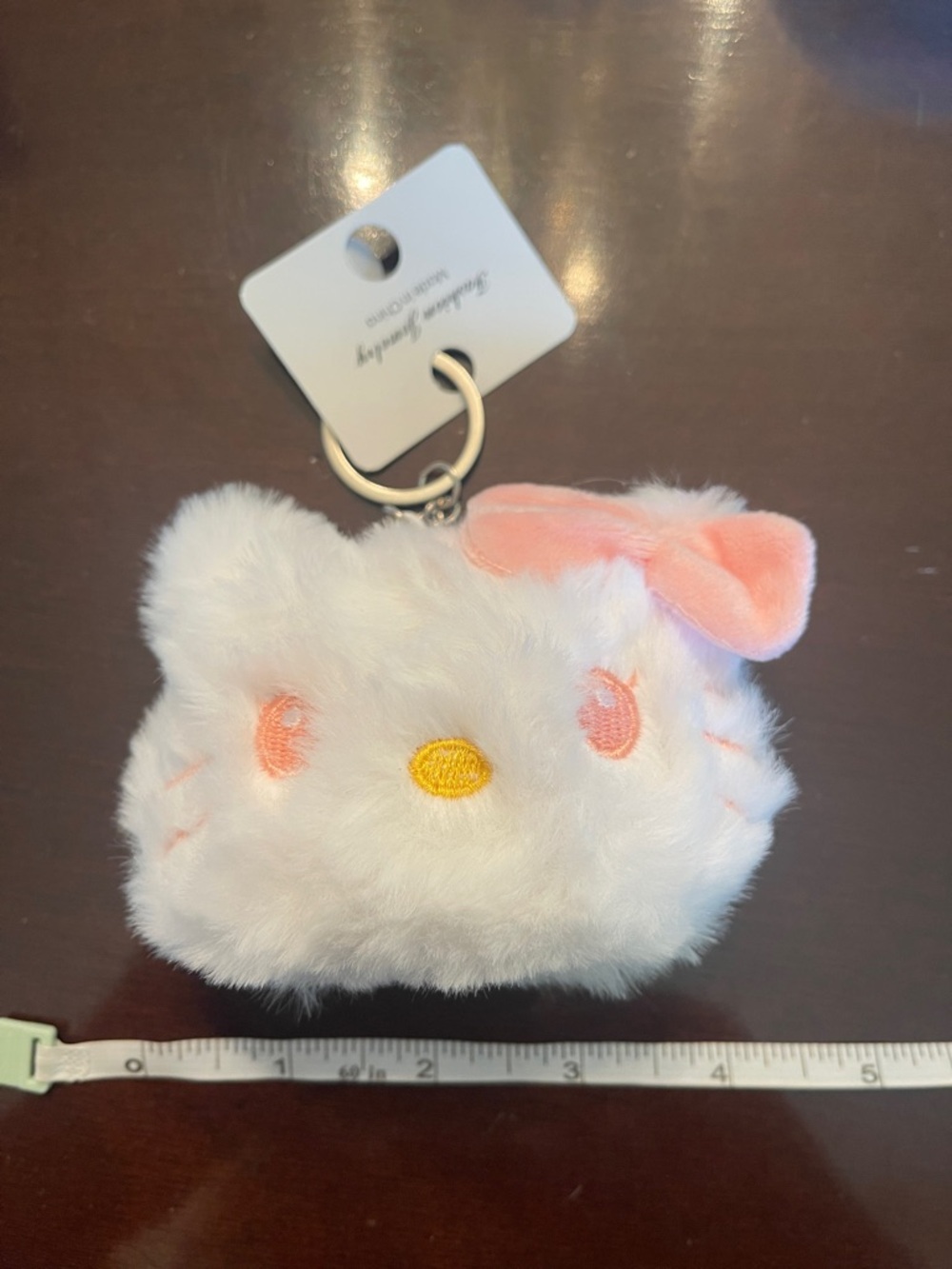 White Plush Hello Kitty Cat Coin Plush with Keychain nwt pink bow